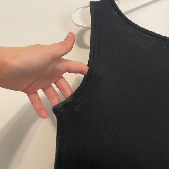 LOGO BY LORI GOLDSTEIN Layers Tank Top with Broomstick Hem Black Polka Dot Mesh - Picture 14 of 16